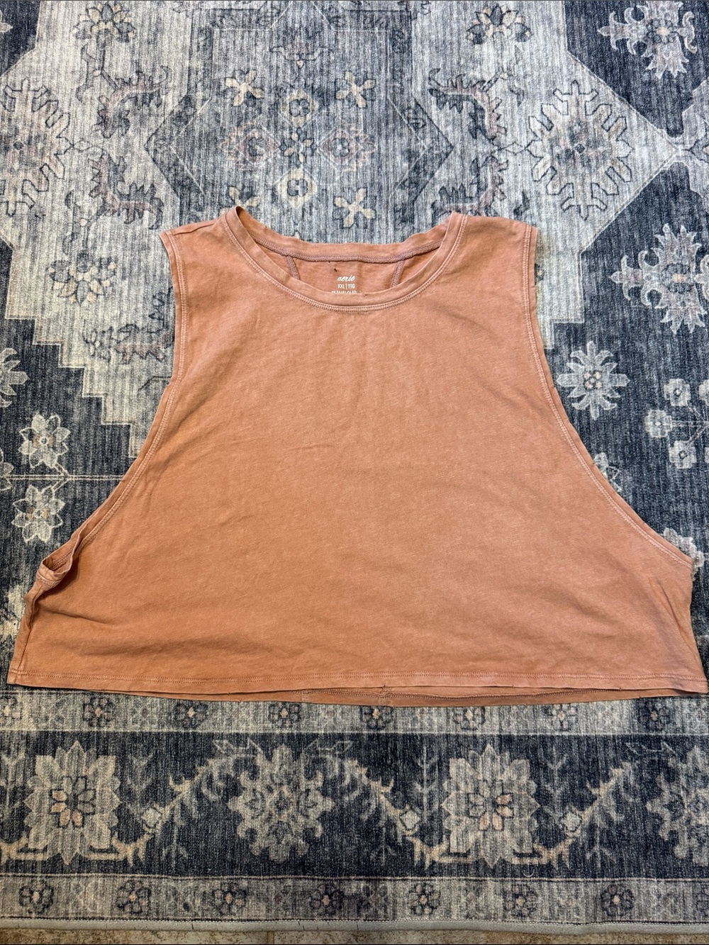 aerie Boxy Cropped Muscle Tank - Rust